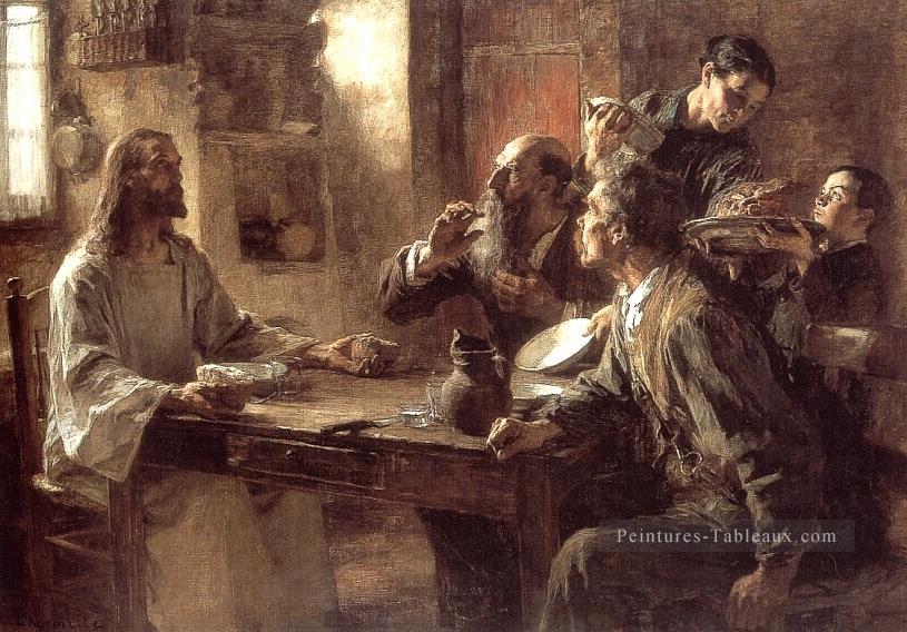 Dîner à Emmaüs 1892 scènes rurales paysan Léon Augustin Lhermitte Peintures à l'huile